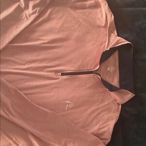 Rhoback Men's Red and White Striped Quarter-Zip Pullover